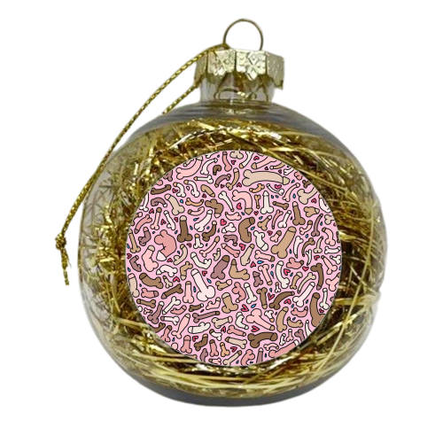 Pink penis pattern - xmas bauble by andrea zuza