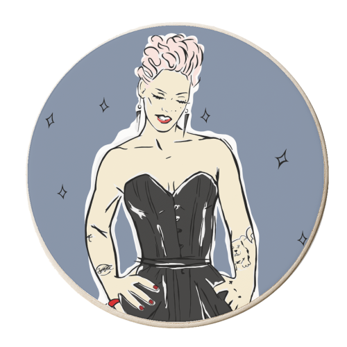 Pink - personalised beer coaster by Bec Broomhall