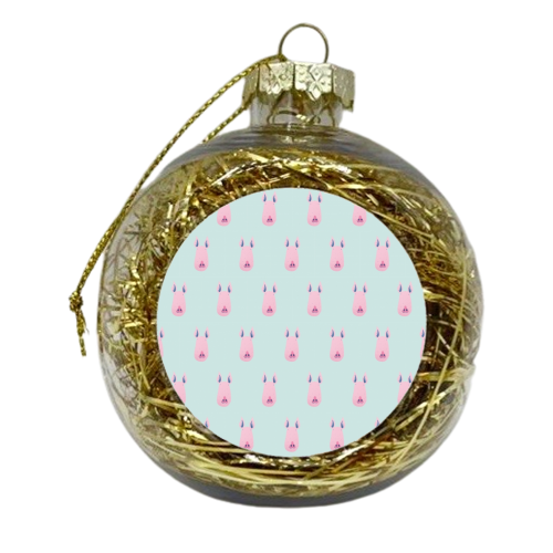 Pink Pig Pattern - xmas bauble by Alexander Jackson