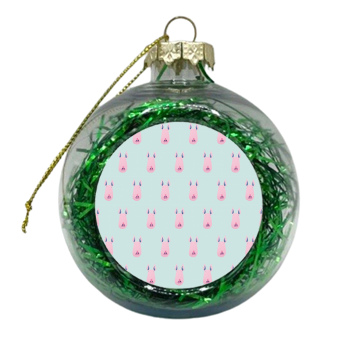 Pink Pig Pattern - xmas bauble by Alexander Jackson