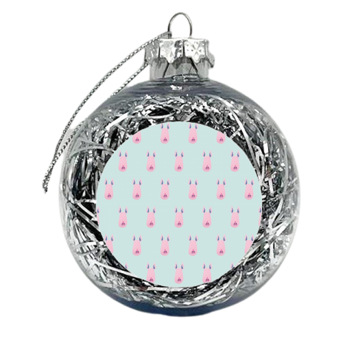 Pink Pig Pattern - xmas bauble by Alexander Jackson