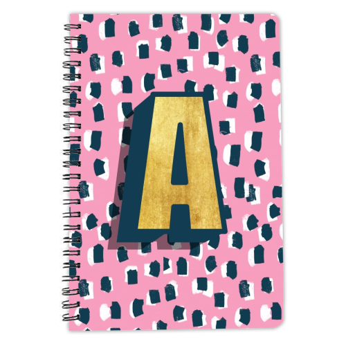 Pink Polka Dot Monogram A - personalised A4, A5, A6 notebook by Nichola Cowdery
