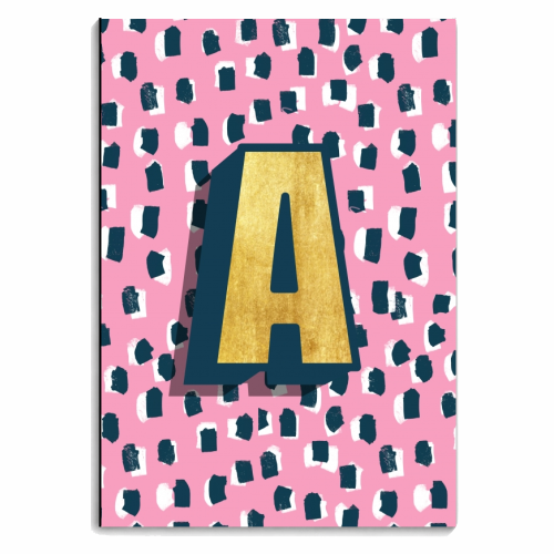 Pink Polka Dot Monogram A - personalised A4, A5, A6 notebook by Nichola Cowdery