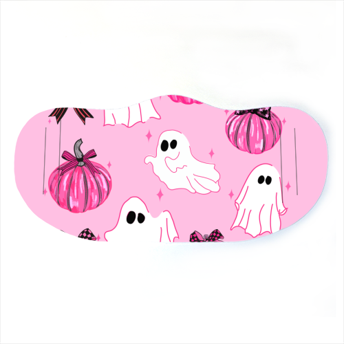 Pink Pumpkin and Ghost Coquette Pattern - face cover mask by EZbie