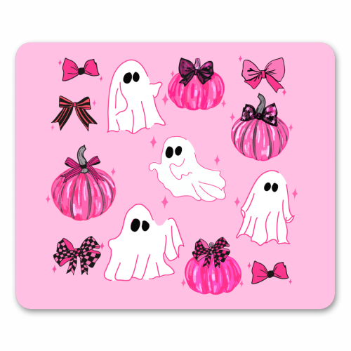 Pink Pumpkin and Ghost Coquette Pattern - mouse mat by EZbie