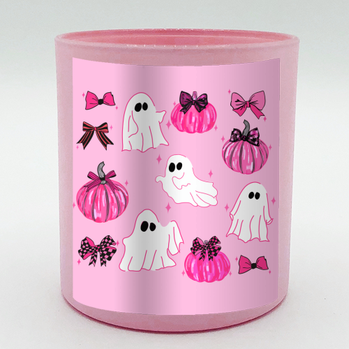Pink Pumpkin and Ghost Coquette Pattern - scented candle by EZbie