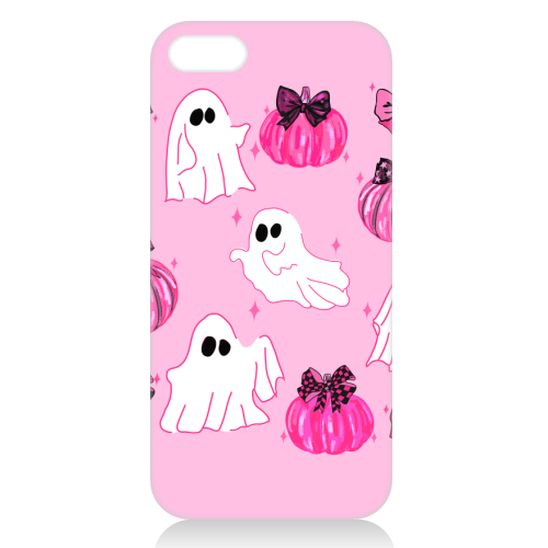 Pink Pumpkin and Ghost Coquette Pattern - unique phone case by EZbie