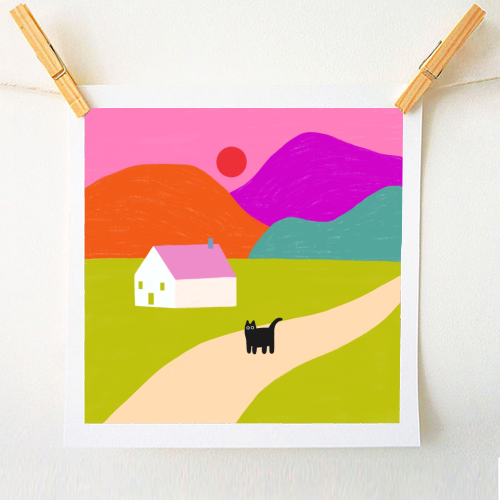 Pink Roof - A1 - A4 art print by The Paper Tail