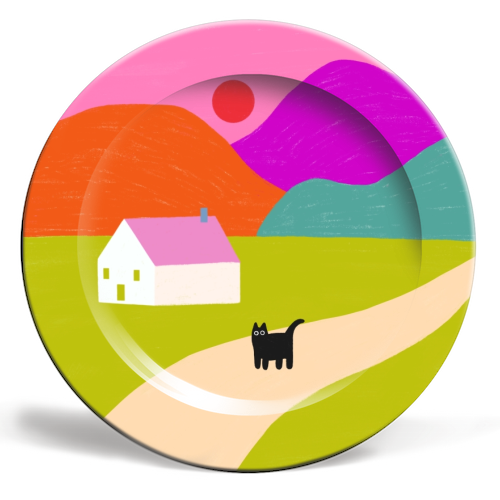 Pink Roof - ceramic dinner plate by The Paper Tail