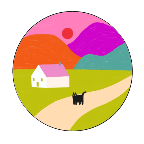 Pink Roof - Circle Sticker by The Paper Tail