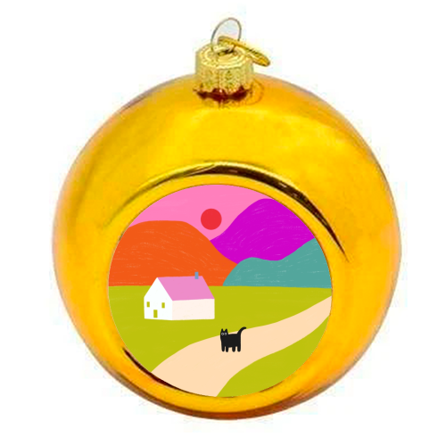 Pink Roof - colourful christmas bauble by The Paper Tail