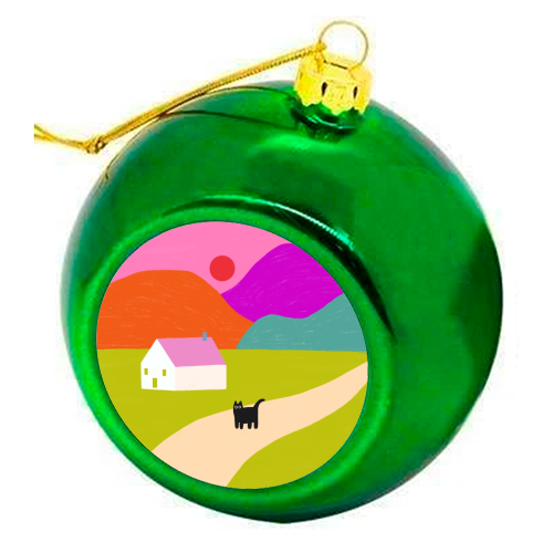 Pink Roof - colourful christmas bauble by The Paper Tail