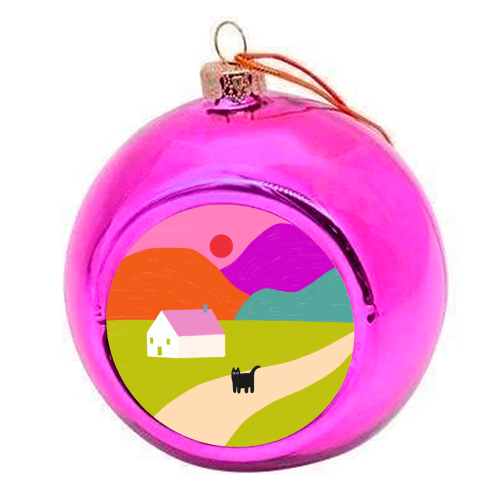 Pink Roof - colourful christmas bauble by The Paper Tail