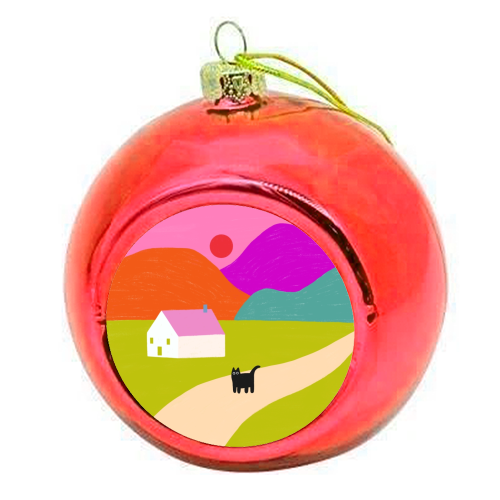 Pink Roof - colourful christmas bauble by The Paper Tail