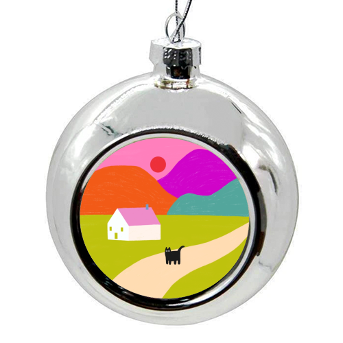 Pink Roof - colourful christmas bauble by The Paper Tail