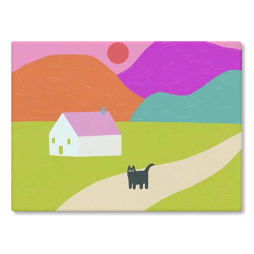 Pink Roof - glass chopping board by The Paper Tail