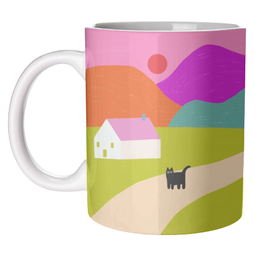 Pink Roof - unique mug by The Paper Tail