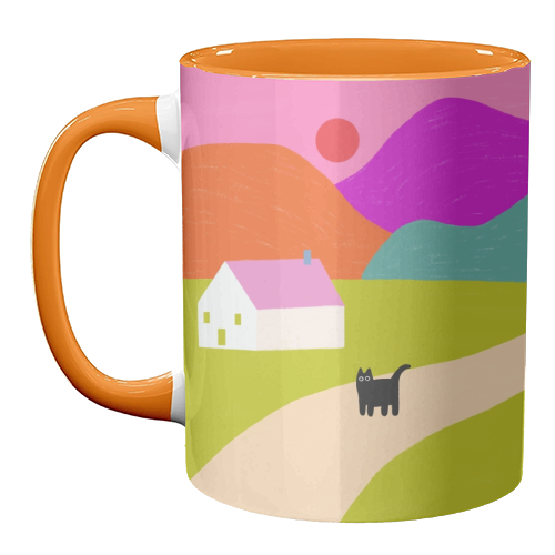 Pink Roof - unique mug by The Paper Tail