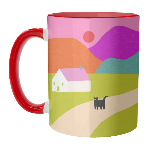 Pink Roof - unique mug by The Paper Tail