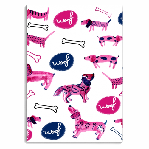 Pink sausage dogs - personalised A4, A5, A6 notebook by Michelle Walker