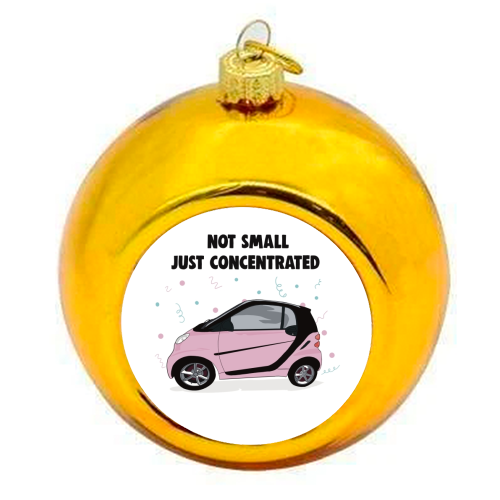 Pink Smart Car Print - colourful christmas bauble by Drawings by Firefly