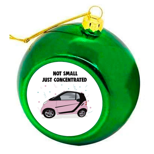 Pink Smart Car Print - colourful christmas bauble by Drawings by Firefly