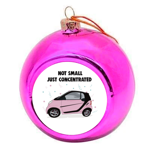 Pink Smart Car Print - colourful christmas bauble by Drawings by Firefly