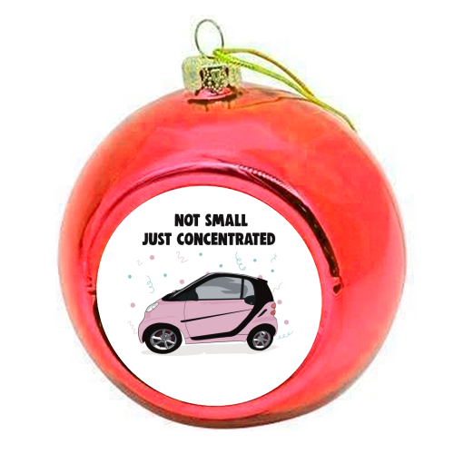 Pink Smart Car Print - colourful christmas bauble by Drawings by Firefly