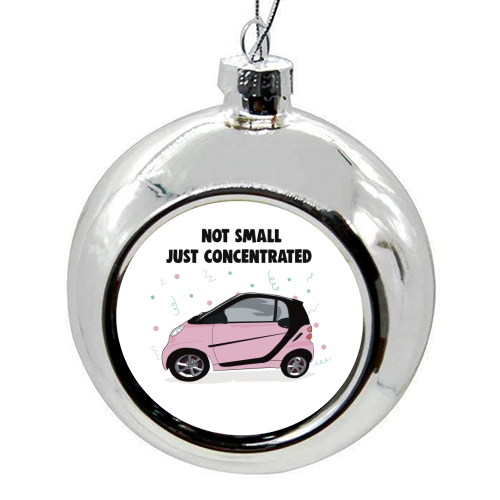 Pink Smart Car Print - colourful christmas bauble by Drawings by Firefly