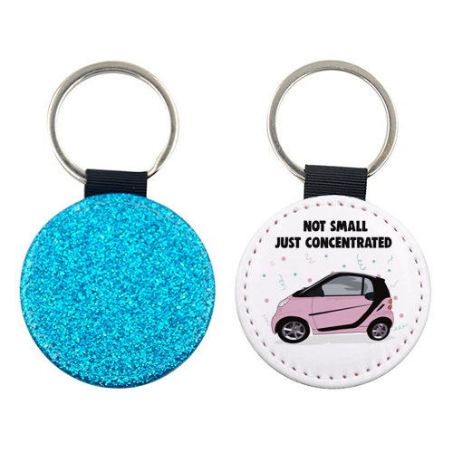 Pink Smart Car Print - keyring by Drawings by Firefly