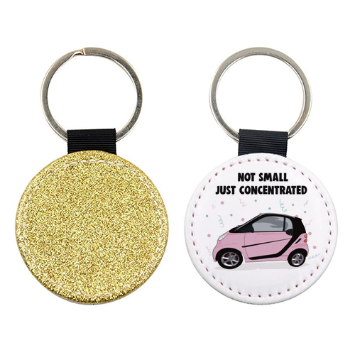 Pink Smart Car Print - keyring by Drawings by Firefly