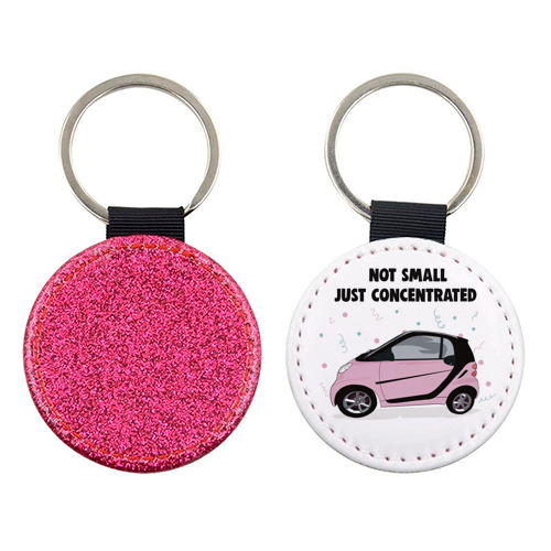 Pink Smart Car Print - keyring by Drawings by Firefly