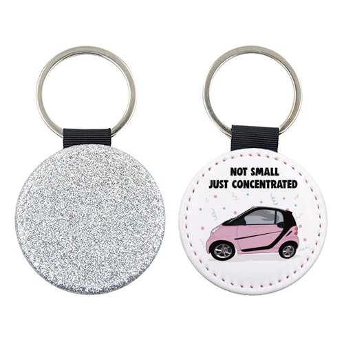 Pink Smart Car Print - keyring by Drawings by Firefly