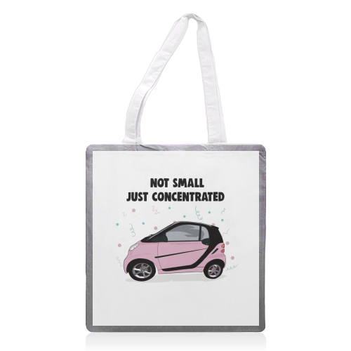 Pink Smart Car Print - printed canvas tote bag by Drawings by Firefly