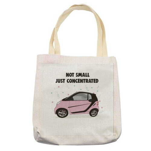 Pink Smart Car Print - printed canvas tote bag by Drawings by Firefly