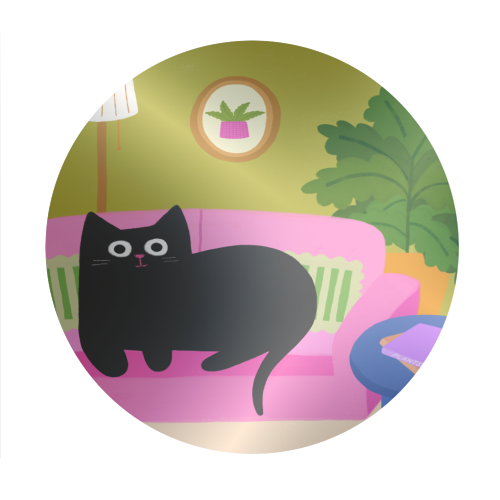 Pink Sofa - Circle Sticker by The Paper Tail