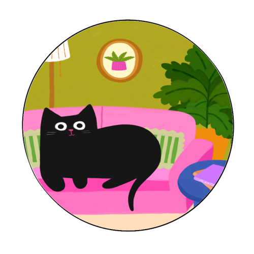 Pink Sofa - Circle Sticker by The Paper Tail