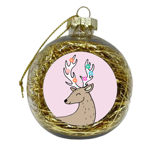 Pink Stag - xmas bauble by smcevitt