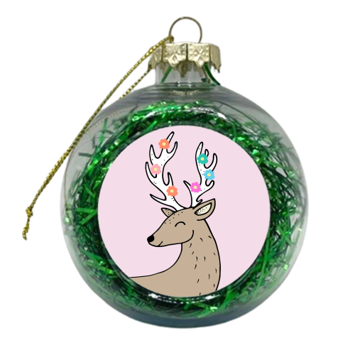 Pink Stag - xmas bauble by smcevitt