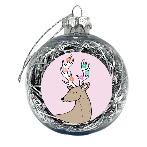 Pink Stag - xmas bauble by smcevitt