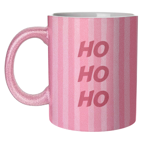 Pink Stripe HO HO HO Modern Christmas Design - unique mug by EZbie