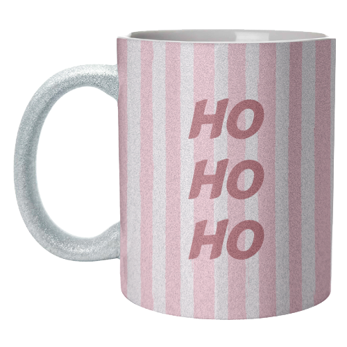 Pink Stripe HO HO HO Modern Christmas Design - unique mug by EZbie