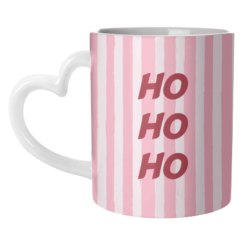 Pink Stripe HO HO HO Modern Christmas Design - unique mug by EZbie