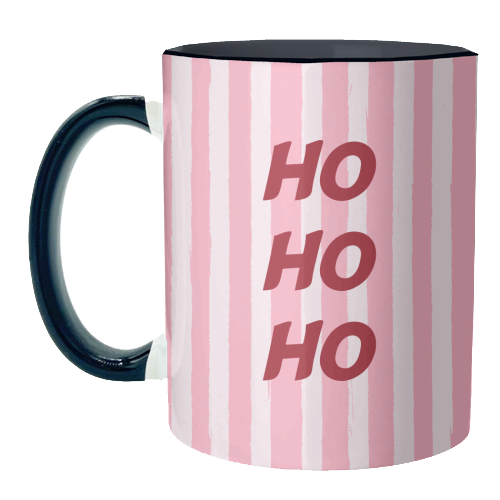Pink Stripe HO HO HO Modern Christmas Design - unique mug by EZbie