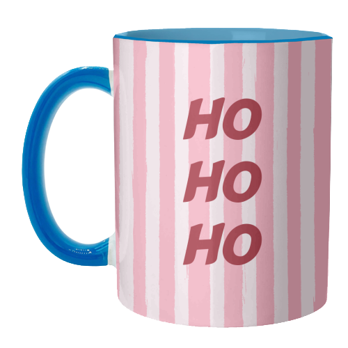 Pink Stripe HO HO HO Modern Christmas Design - unique mug by EZbie