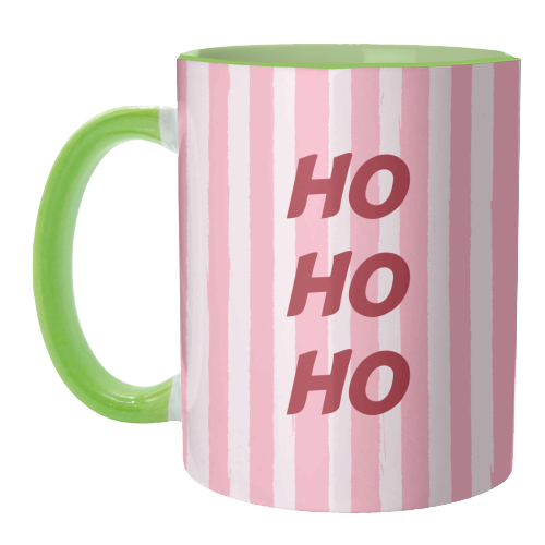 Pink Stripe HO HO HO Modern Christmas Design - unique mug by EZbie