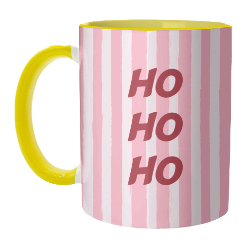 Pink Stripe HO HO HO Modern Christmas Design - unique mug by EZbie