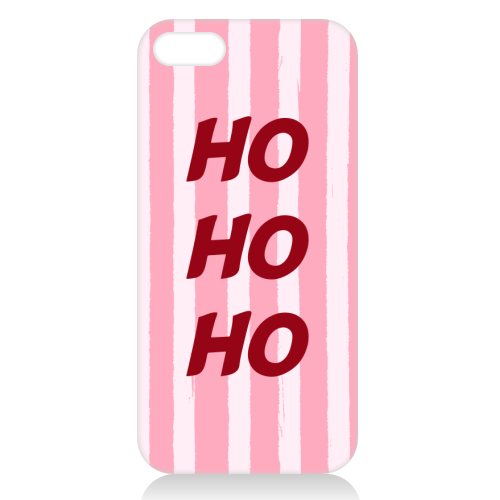 Pink Stripe HO HO HO Modern Christmas Design - unique phone case by EZbie