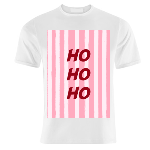 Pink Stripe HO HO HO Modern Christmas Design - unique t shirt by EZbie