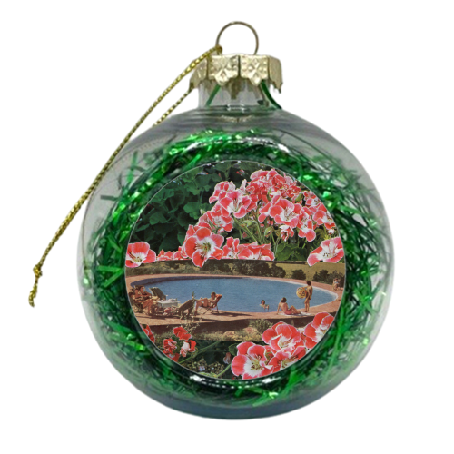 Pink summer flower garden - xmas bauble by Maya Land